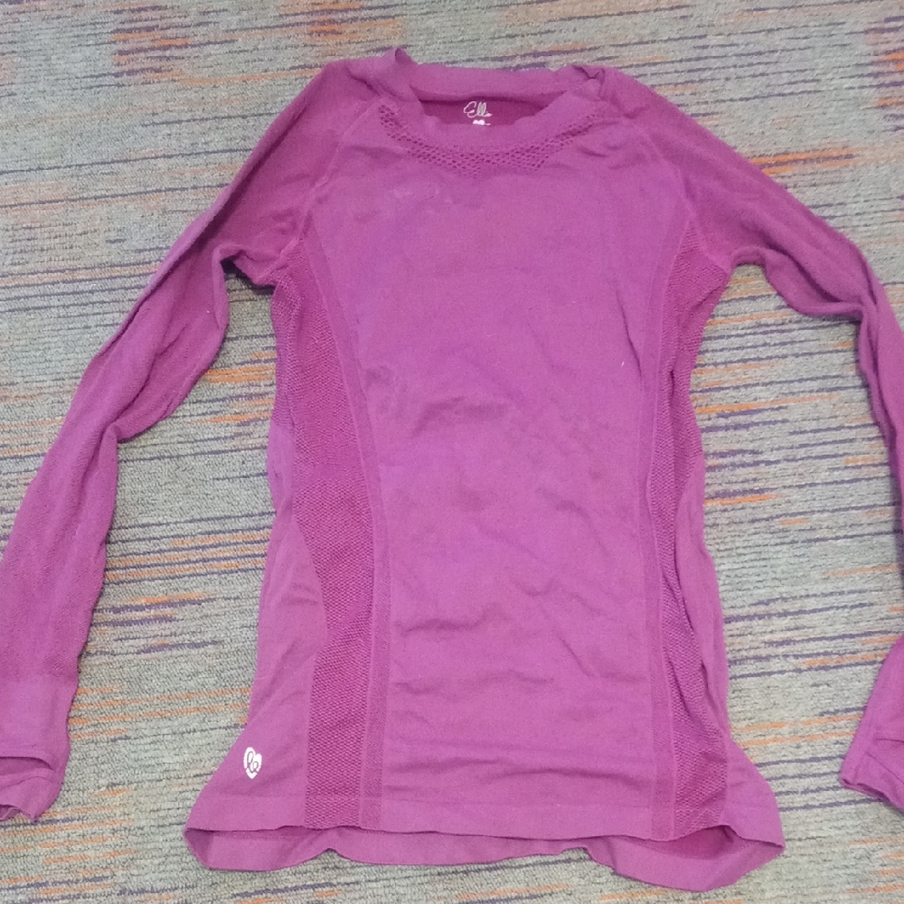 Purple Long Sleeve Athletic Top - Mesh Side Panels
